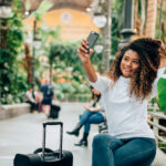 a tourist calling the travel agents near her